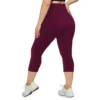 Leggings capri de talla grande color rojo vino